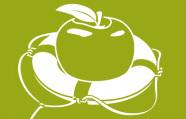 Stilisiertes Bild eines Apfels im Rettungsring